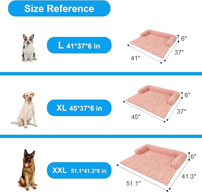 Wn's Day Luxurious Dog Couch Bed, Washable Calming Dog Couch Cover, Removable Couch Protector for Dogs, Waterproof Sofa Bed, Pet Bed Mats for Couch, Pet Couch Covers for Sofa(Pink, XL)