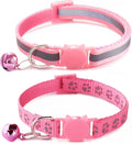 Pink Cat Collars with Bells, [2 Pack] Break Away Cat Collar with Bells, Reflective Kitten Collar Breakaway for Boy Pet Cats Kitty
