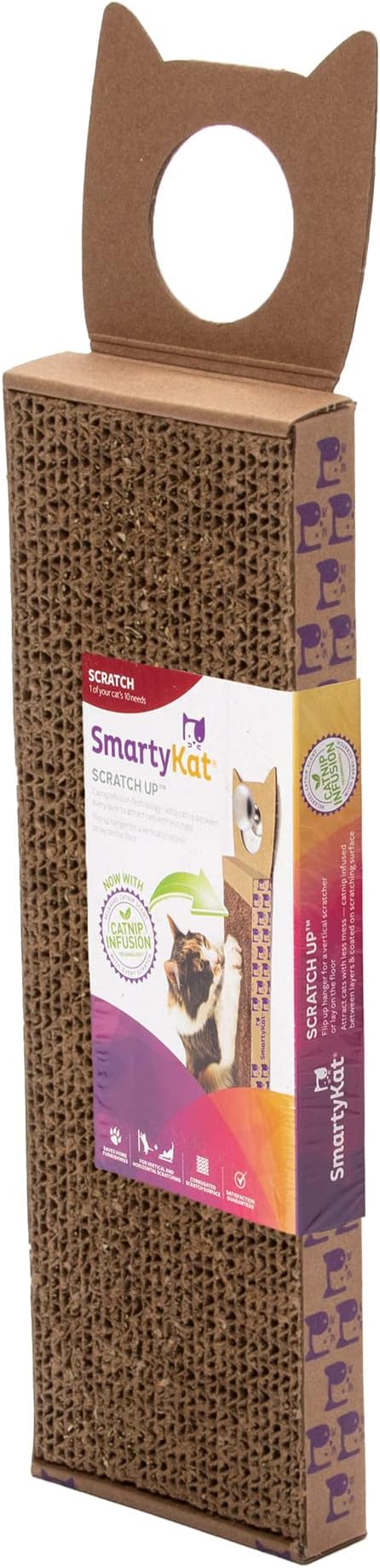 SmartyKat Scratch Up Corrugated Hanging Cat Scratcher,Catnip Infusion Technology - Brown,Wide,(Pack of 6)