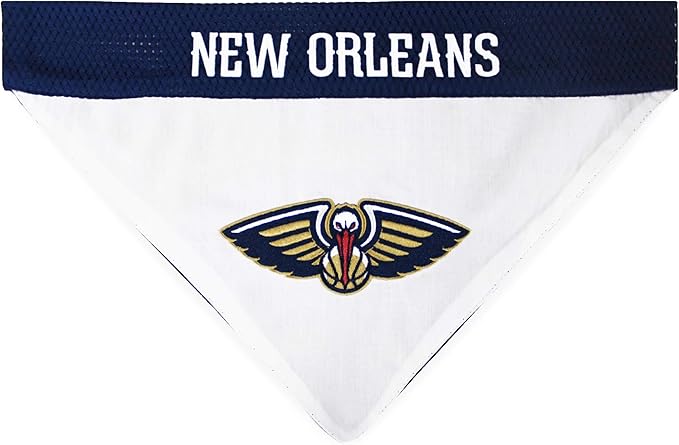 Pets First NBA Dog Bandana - New Orleans Pelicans Reversible Home & Away Sports Bandana with Premium Embroidery Team Logo, Small/Medium