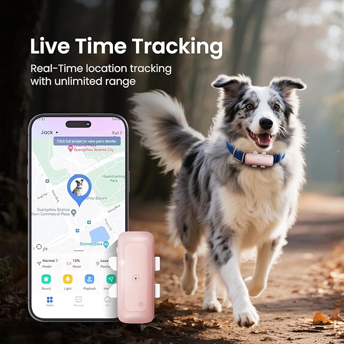 SEEWORLD Cat Tracker Mini GPS Pet Tracker for Dogs Cats Real-Time Location Tracker Virtual Fence 180 Days Location History 4G Dog Tracker for 6.5lbs+ Pets, Subscription Required