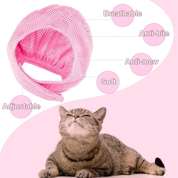 10 Pcs Cat Bathing Bag Set Pet Mesh Shower Bag Anti Bite and Scratch Pet Grooming for Washing Brush, Cat Muzzle, Nail Clipper, Nail File, Tick Tool(Blue and Pink)