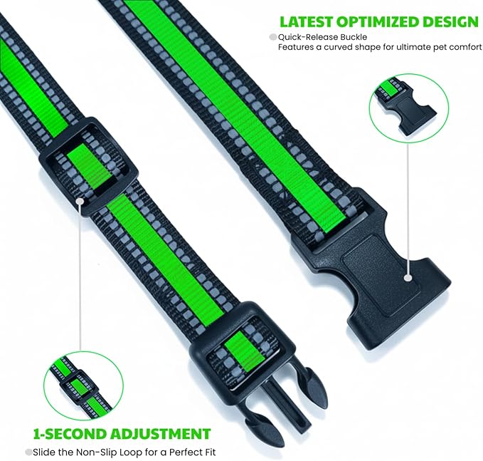 Dog Training Collar Replacement and Shock Collar Strap - 3/4 Inch Wide Adjustable Nylon Band with Reflective Replacement Strap for E Collar and Bark Collar (Green)
