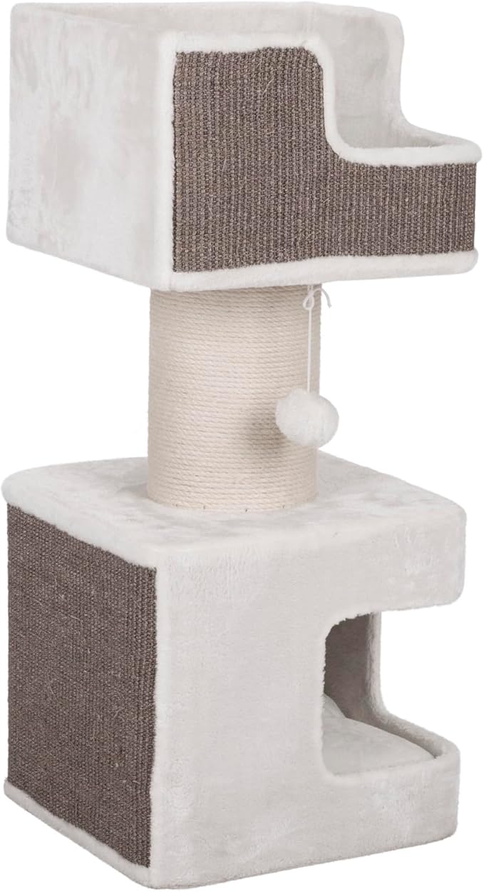 Trixie Ava Cat Tree – Cat Tower with Condo & Thick Scratching Post, Includes Removable Cushions – Indoor Cat Furniture for Scratching & Climbing – Gray, 16.5" x 16.5" x 33.9"