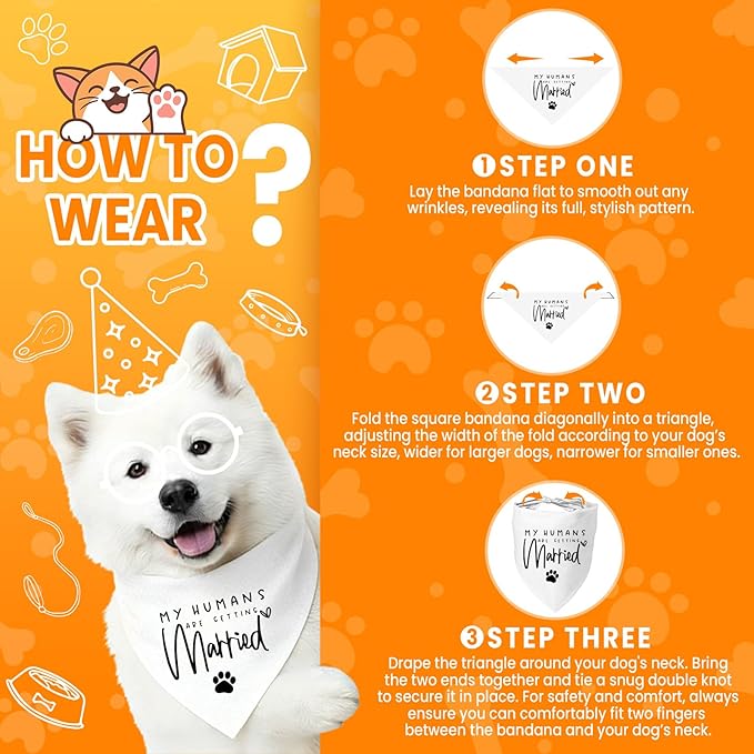 My Parents are Getting me a Human, Pregnancy Announcement Dog Bandana, Gender Reveal Photo Prop Pet Scarf Accessories,Pet Accessories for Dog Lovers (My Humans are Getting Married)
