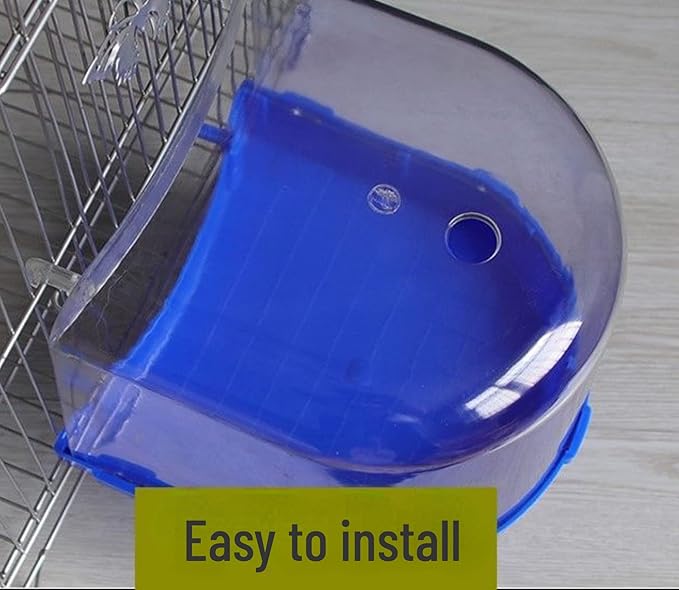 Bird Bath Cage, Cleaning Pet Supplies Bird Bathtub with Hanging Hooks Come with Free Water Injector for Parrots Spacious Parakeets Portable Shower for Most Birdcage Random Color (S for Round cage)
