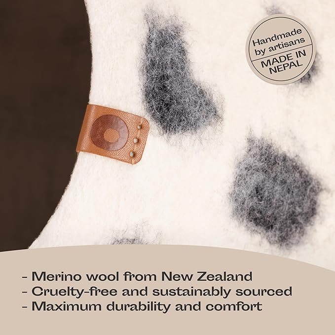 MEOWFIA Cat Cave – Premium Felt Cat Bed for Indoor Cats, Handmade Merino Wool (Snow Leopard, Medium)