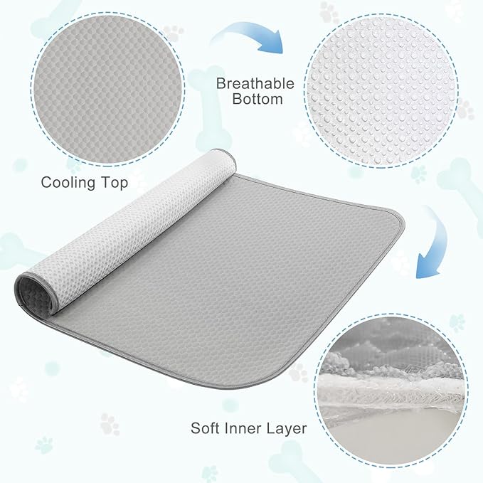 Summer Dog Cooling Mat Washable Ice Silk Self Cool Pad for Small Medium Large Dogs and Cats, Pet Sleeping Pad for Crate, Bed, Indoor & Outdoor Floor, Car Seats