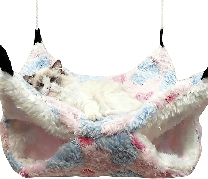 Cat Hammock for Cage, Soft Warm Hanging Bed for Kitten, Guinea Pig, Ferret, Rat, Chinchilla and Other Small Pets, Cozy Bunkbed 13.39"x13.39"