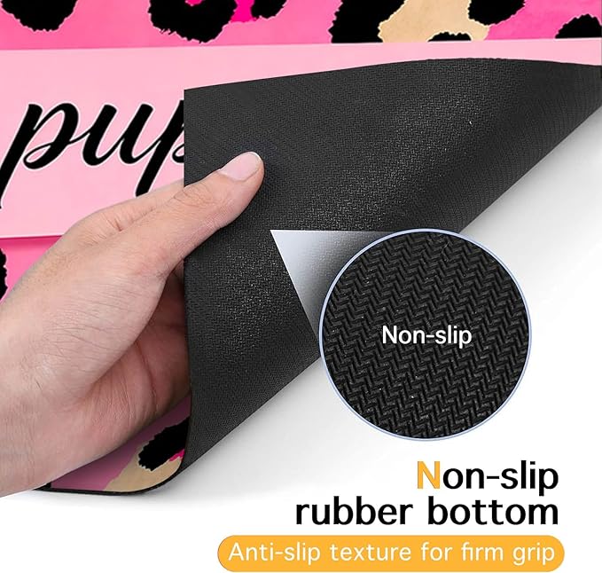 Puppy Feeding Mat 24x16 inch Hot Pink Leopard Print Pet Bowl Placemat Non Slip Floor Mat for Food and Water Indoor Dog Feeding Station Cute Meal Pad for Small Pets Kitchen Use