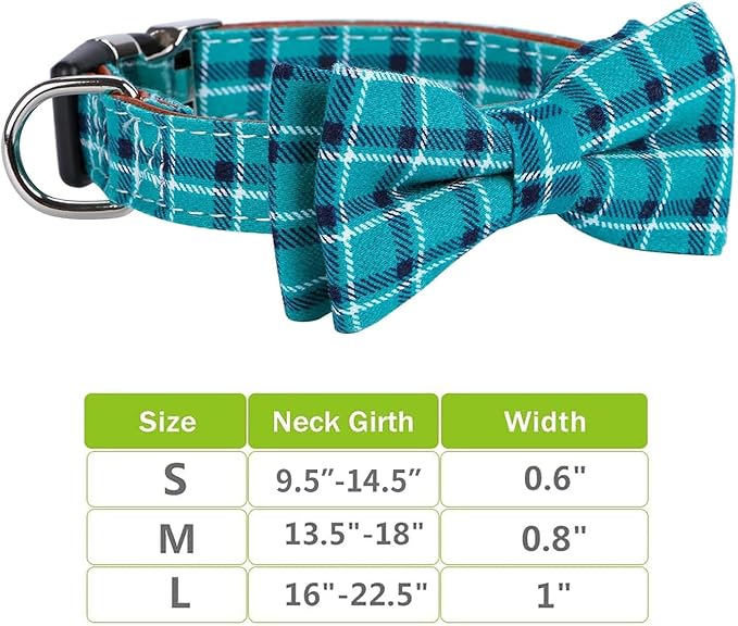 Faleela Soft &Comfy Bowtie Dog Collar,Detachable and Adjustable Bow Tie Collar,for Small Medium Large Pet (Large(Pack of 1), Green)