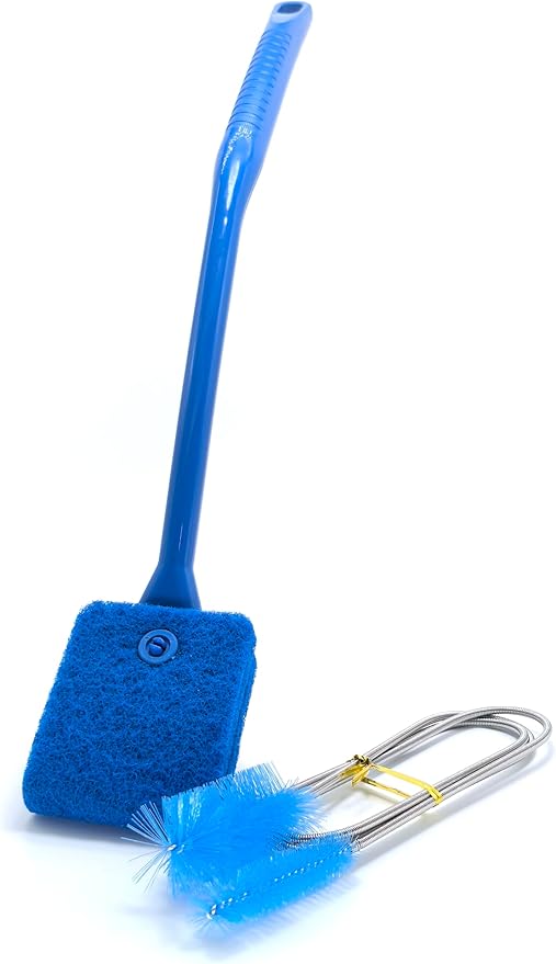 Multifunctional Cleaning Brushes Tool Set for Tank, Aquarium Sponge Brush, Algae Scraper Cleaner with Long Handle and Stainless Flexible Tube Cleaning Brush
