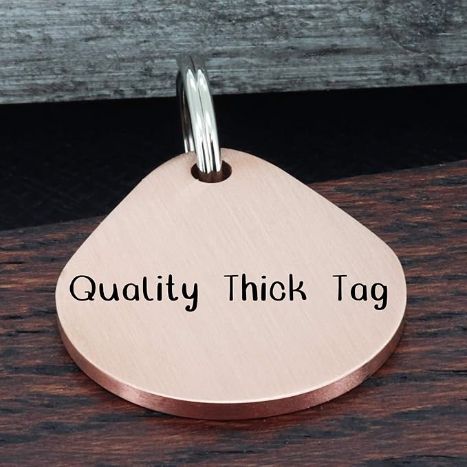 Ultra Joys Dog ID Tag, Custom Dog Tag Personalized Cat Tag, Pet ID Tag, Brushed Stainless Steel Teardrop Dog Tag Rose Gold Small