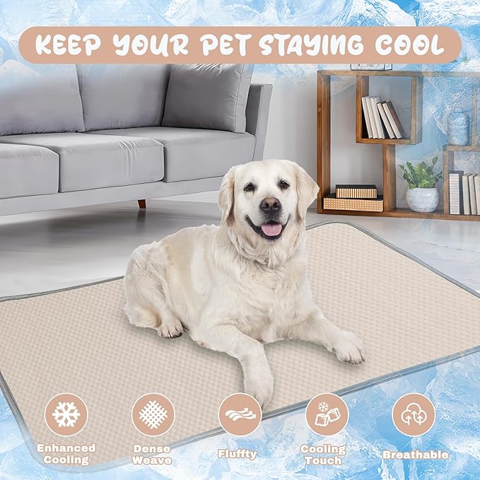 Summer Dog Cooling Mat Washable Ice Silk Self Cool Pad for Small Medium Large Dogs and Cats, Pet Sleeping Pad for Crate, Bed, Indoor & Outdoor Floor, Car Seats