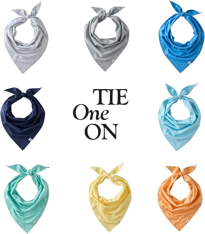 Bandit - The PET Bandana, 8 Pack 100% Organic Cotton Pet Bandanas Clothes for Small, Medium, Large Dogs, Rainbow Blues, X-Small/Small