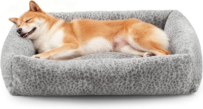 JOEJOY Large Dog Beds Large Sized Dog, Washable Orthopedic Premium Soft Corduroy Fleece Pet Bed with Removable Zipper Cover, Cute Calming Puppy Bed with Non Skid Bottom