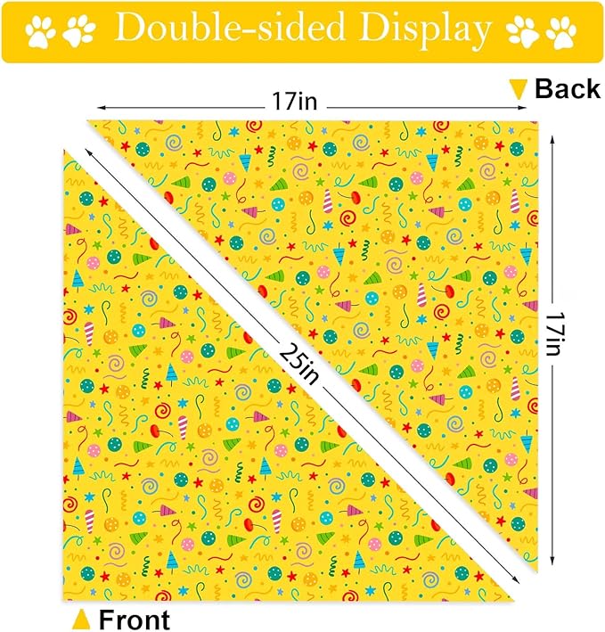 Birthday Dog Bandanas, Double Side Reversible Large Pet Bandanas, Celebration Set, Adjustable Triangle Holiday Scarves for Dogs Girl Boy Pets