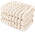 LINENLUX 1 Pack 3 Soft Fleece Dog Blanket for Pet Washable Warm Cat Puppy Fluffy Calming Flannel Beige Large