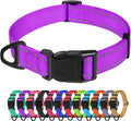 TagME Reflective Nylon Dog Collars, Adjustable Classic Pet Collar with Quick Release Buckle for Small Dogs, Purple, 5/8" Width
