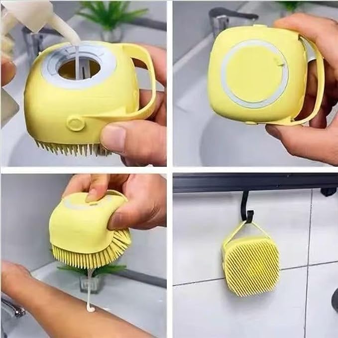 Pets Bath Brush | Scrubber for Bath | Dog Shampoo Brush | Dog Washing/Shower Brush, Suitable for Short/Long Haired Dogs, Dog Brush for Shedding, Bathing, Massaging & Grooming (blue) (yellow)