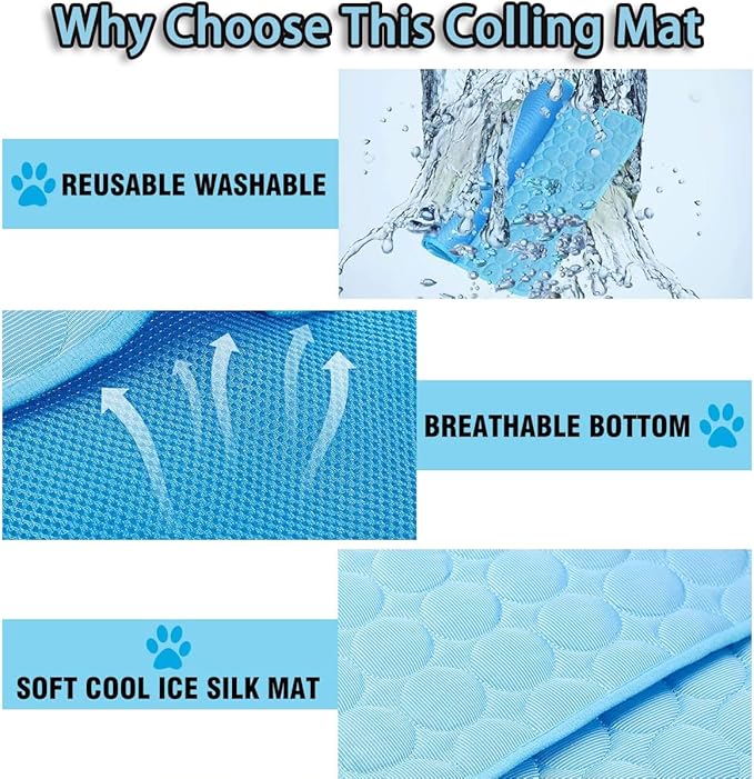 Dog Cooling Mat, 2025 Upgraded Cooling Blanket for Dogs, Washable Cool Mat for Dogs for Summer, Portable Pet Coolings Pad for Dogs & Cats Sleeping (28"x22" L Size, Grey)