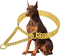 Stainless Steel 18K Gold Dog Chain Collar - Adjustable, Chew Proof, Double Row Cuban Link for Large, Small, Medium Dogs