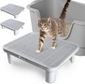 Adjustable Cat Step Ramp, Double Layer Litter Box Step with Filter Function, Replaceable Feet, Elevated Litter Box Ramp for Elderly Cats Easy Cleaning Cat Catcher for Floor Indoor (Grey)