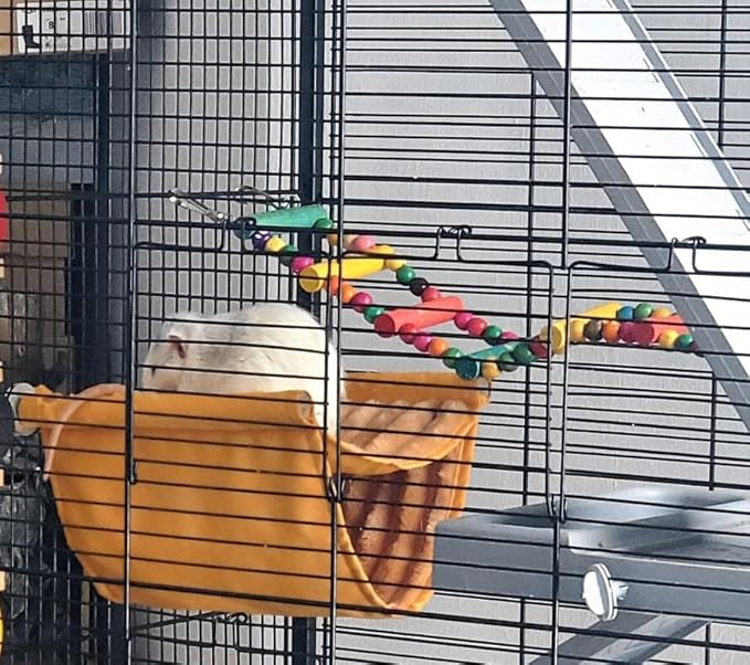 DS. DISTINCTIVE STYLE Bird Ladder Toys Coloured Flexible Parrot Swing Bridge Wooden Cockatiel Cage Hanging Climbing Ladder (39 in (16 Steps))