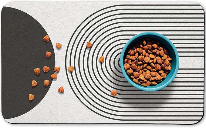 Dog Food Mats for Floors Waterproof, Cat Water Bowl Mats Pet Feeding Absorbent Mat Placemats for Food and Water Black Bohemia 16 * 24 inch