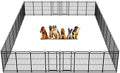Heavy Duty Dog Playpen: 32 Steel Panels 47" Height, Square Steel Pipe with Reinforced Crossbars, 71FT 406 Sq.ft Portable Fence for Yard RV Camping, Snowy Black