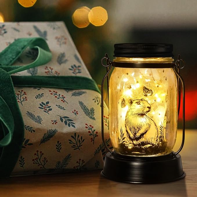kyoryuger Capybara Gifts for Women/Men Capybara Solar Lanterns Mom Grandma Birthday Present Lantern Memorial Lights Solar Garden Decoration Outside for Yard, Patio,Backyard,Porch Torches
