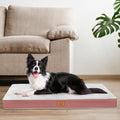 Orthopedic Dog Bed for Large Dogs, Waterproof Deluxe Plush Dog Crate Bed with Removable Washable Cover & Anti-Slip Bottom, Egg Crate Foam Pet Bed Mat, 35 x 22 Inches, Pink