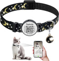 Upgraded Smart Cat Collar: Real-Time Scan Alerts & Shareable Pet Profile, Breakaway Safety Collar with QR Code ID Tag - Stars & Moon Design, No Monthly Fee (Black)