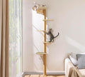 Wild Simulation Cat Tree for Kittens, 5-Level Floor to Ceiling Cat Wall Shelves with Sisal Mat Platforms, Rotating Wall-Mounted Climbing Tower for Scratch, Lookout & Perch