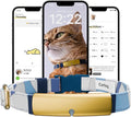 Health Tracker for Cats - Smart Cat Collar with Safety Breakaway Buckle for Indoor Cats, Wellness Alerts, Real-time Monitoring (Blue×Wave (Blue),S)
