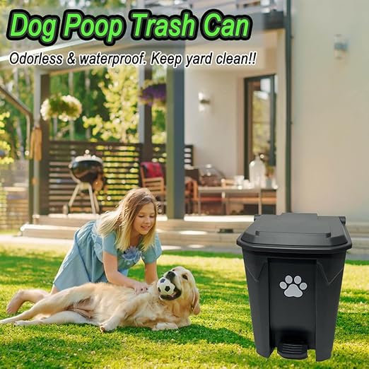 Dog Poop Trash Can Outside 20L with Waste Bags Outdoor Dog Poop Trash Can for Backyard with Lid Odorless Waterproof Foot Pedal and Removable Inner Bucket
