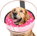 Inflatable Dog Cone with Anti-Licking Clear Shield, Protective Dog Donut Collar After Surgery, Adjustable Soft Recovery Cone for Pets, Alternative Collar with Buckle Strap (Pink, S)