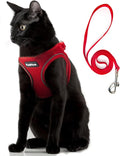 PetiFine Cat Harness and Leash Set,Escape Proof Kitten Harness Reflective,Soft Lightweight Puppy Harness for Walking and Travelling(XXS, Red)