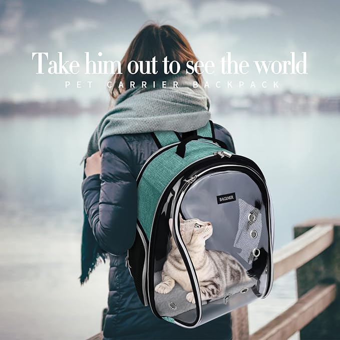 BAGLHER Cat Carrier Backpack Bubble - Fit Up to 18 Lbs - Airline-Approved Dog Backpack Carrier for Small Pets Puppies Dogs Bunny, Space Capsule Dog Carrier Backpack for Travel Outdoor Hiking, Green