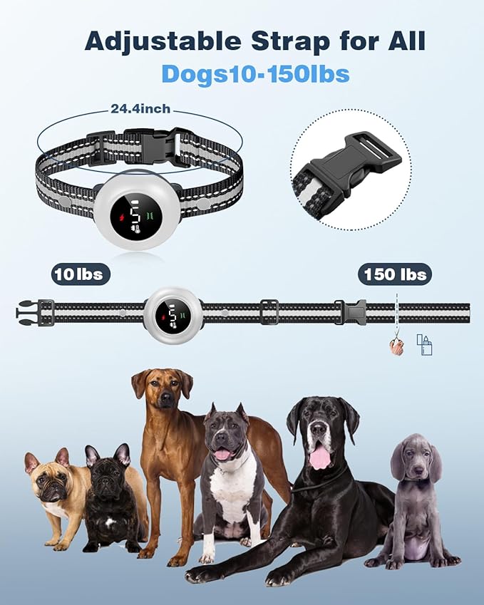 2-in-1 Dog Shock Collar & Dog Bark Collar - Smart Anti Barking Dog Training Collar with 5 Adjustable Sensitivity & 3300FT Remote for All Breeds IP67 Waterproof Rechargeable E-Collar (White)