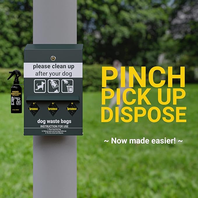 Original Glow in the Dark Dog Poop Station Outdoor - Triple Storage Pet Waste Station with Lock and Rain Guard - 600 Dog Poop Bags Included