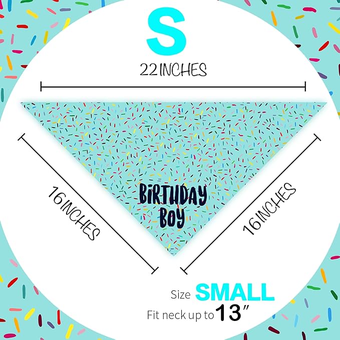Birthday Boy Dog Bandanas 1 Pack, Blue Birthday Dog Scarfs, HBD Pet Scarves for Birthday Boy Party Bandanas for Small and Medium Dogs (Blue, Small)