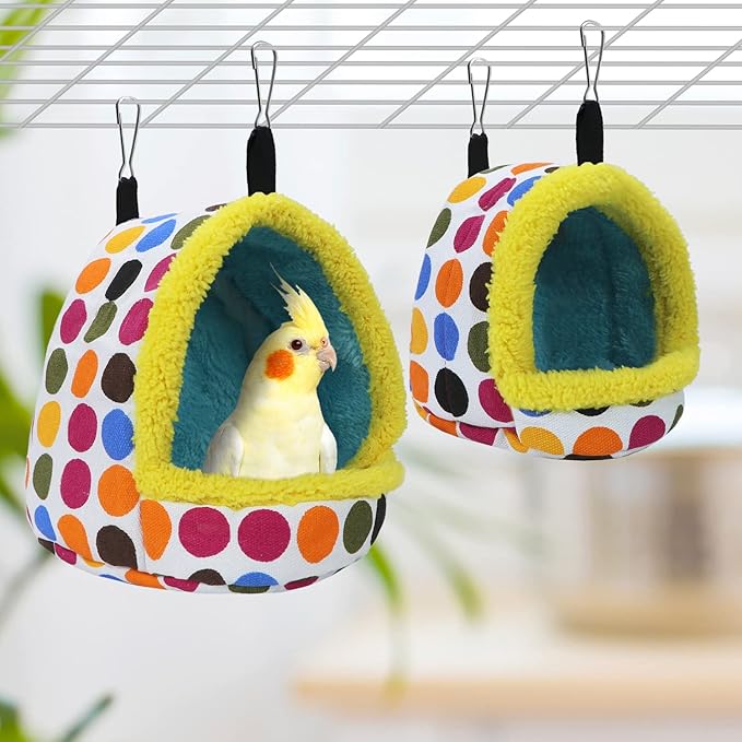 Litewoo Parrot Bird Bed Hammock Winter Warm Bird Plush Nest Toy for Conure Lovebird Parakeet Cockatiel Cage Accessory (Large)