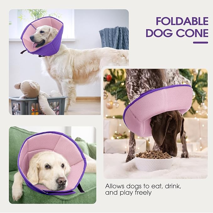 Dog Cone Collar After Surgery for Large Dogs, Adjustable Soft Cone for Dogs to Stop Licking, Professional Elizabethan Collar for Pet, Recovery Cones for Wound Healing & Hot Spots