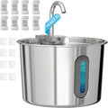 Cat Water Fountain, 74oz/2.2L Cat Fountain for Drinking - Pet Water Fountain Stainless Steel for Cats Inside - Quiet Water Bowl Dispenser - Kitty Drinking Fountains - 8 Filters + 8 Sponges