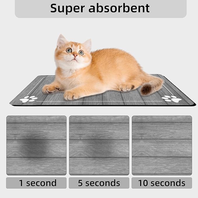 Food and Water Bowl Mat for Dog Cat, 20 x 12 inches Waterproof Non-Slip Absorbent Pet Feeding Matt Placemat