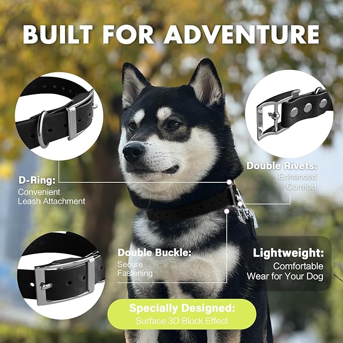 4.2FT Dog Collar and Leash Set, PVC Waterproof Adjustable Odor Proof Pet Collars Leashes, Easy to Clean, Surface 3D Cube Effect, Dog Leash for Small Dogs, Black