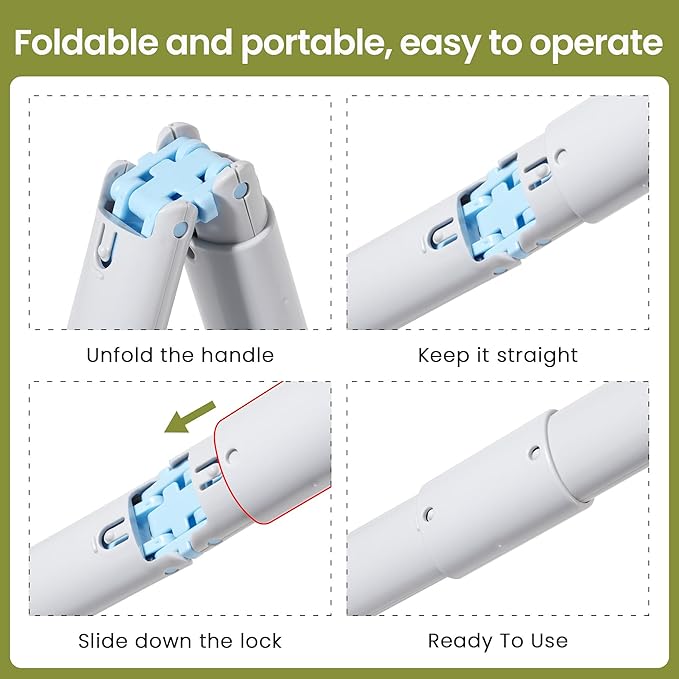 Dog Pooper Scooper Portable with Bag Attachment, One Handed Foldable Design, Includes 120 Waste Bags and Dispenser, 19 Inch Handle for Grass Yard Gravel Cleanup (Blue)