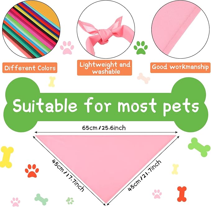 Kacctyen 100 Pieces Dog Bandanas Bulk Plain Blank Heat Transfer Triangle Dog Bibs Washable Adjustable DIY Bandanas Puppy Cat Pets(25.6 x 17.7 x 17.7 Inch)