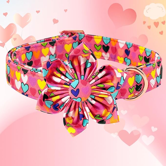 Lionheart glory Easter Dog Collar with Flower Carrot Print Dog Collar Girl Soft Durable Adjustable Collar Flower Spring Collar Dog Bow for Medium Dogs